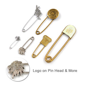 Брошь с гравировкой из нержавеющей стали, латунная брошь на заказ, персонализированная модная безопасная булавка с логотипом - Product Image 1
