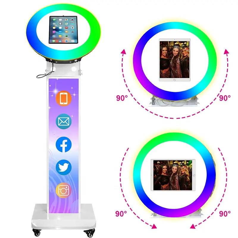Kunden spezifische 10,2/11/12,9 Zoll iPad Photo Booth Kiosk Drop Shipping Stand Licht neuen Trend tragbare LED Ring Roamer iPad Panel