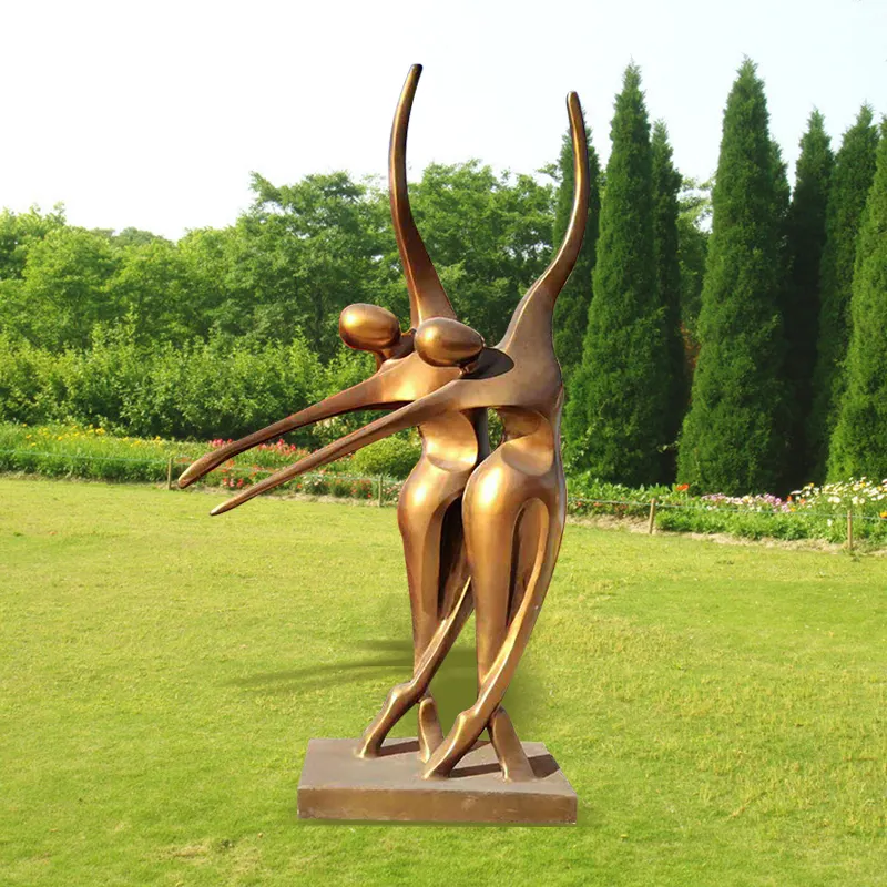 Sculpture abstraite de colombe de libération humaine en bronze de coulée grandeur nature de jardin extérieur