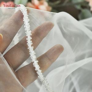 Voile de <span class=keywords><strong>mariée</strong></span> YouLaPan M183 à une seule couche, rond, à perles, style court, voile de couverture <span class=keywords><strong>avec</strong></span> embellissements en perles - Product Image 6