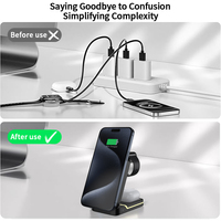 Chargeur sans fil magnétique 15W pliable, station de charge 3-en-1, socle de charge de bureau, support de charge de voyage pour iPhone