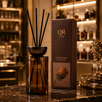 Bouteille diffuseur de parfum en verre transparent de luxe, recyclable, minimaliste, ambre, 120 ml, avec texture spirale