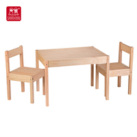 Ensemble de meubles en bois pour enfants avec chaise de table de couleur naturelle, chaises de table d'étude de jeu ensemble de table et de chaises préscolaires en bois