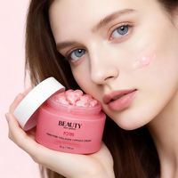 Crème Visage Coréenne OEM ODM Hydratante, Éclaircissante, Anti-Âge au Collagène Rose et PDRN en Capsules