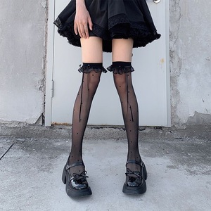 Women's Ultra Thin Knee High Stockings With Polka Dots Transparent Lace Top For JK Style Slim Fit <b>Long</b> Calf <b>Socks</b> - Product Image 1