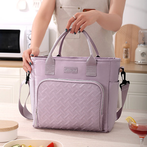 Beilian Insulated Lunch Bag Large Capacity Purple Keep Cool Office Outdoor Use Shoulder Bag - Product Image 1