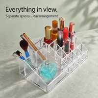 Organisateur de bureau hexagonal transparent en plastique pour le rangement des cosmétiques et des bijoux