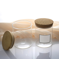 Vente en gros de bocaux à bougies en verre avec couvercles en liège 120/150/200/240ml Forme unique à fond rond de luxe mat pour la décoration intérieure