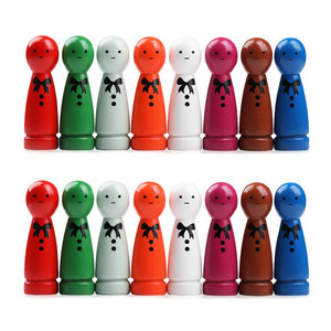 Colorful Wooden Doll Ornament With Printed <b>Bow</b> Eco-Friendly Glossy Finish For Home Decor And Children's Psychology Toys - Product Image 3