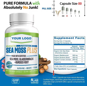 Premium Sea <strong>Moss</strong> Plus Capsules 60 Vegetarian Capsules for Thyroid &amp; Immunity - Product Image 3