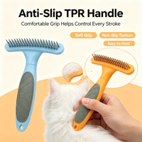 Peigne à double rangée pour animaux de compagnie, brosse démêlante pour éliminer les poils lâches, outil de toilettage pratique pour chiens et chats
