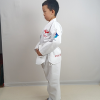 Dobok de Taekwondo de haute qualité, durable, blanc, côtelé, avec logo personnalisé, pour enfants et adultes