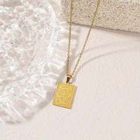 Collar con Colgante de Joyería de Moda de Acero Inoxidable Chapado en Oro con Ayat Al-Kursi, Religioso, Musulmán, Islámico, Árabe, para Ramadán, Eid, Mujeres y Hombres