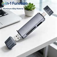 Hub USB 3.0/Tipo C 6 en 1 de 5 Gbps, Lector de Tarjetas de Memoria de 2 TB, Adaptador USB OTG, Unidad Flash, Compatible con PC, Laptop, Teléfono Móvil y Tableta