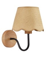 Lampe murale scandinave en bois avec abat-jour en rotin, douille E27, éclairage mural pour chambre à coucher