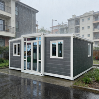 Casa Contenedor Expandible de Doble Ala con Paneles Aislantes, Lista para Enviar, Moderna, de 2 Dormitorios, Casa Móvil para Oficina en el Patio Trasero o ADU