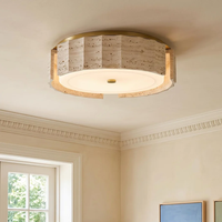 Plafonnier LED rond en travertin de style Wabi Sabi vintage du milieu du siècle pour la maison, la chambre, le salon, la décoration résidentielle