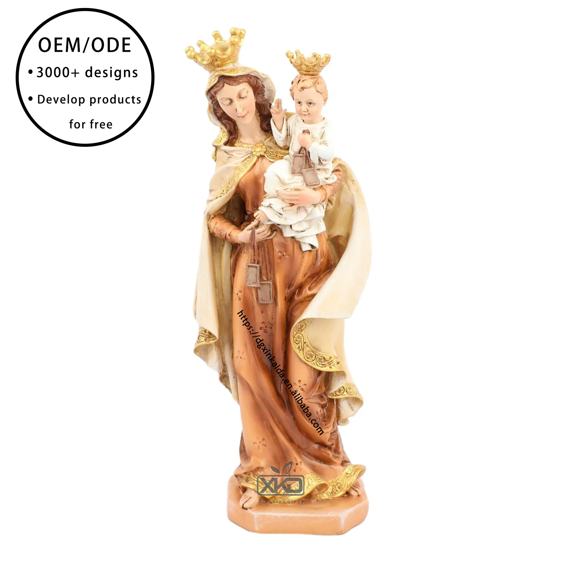 Fábrica al por mayor estatuas religiosas católicas resina poyresin artesanía Virgen María Carmel estatua de proveedores de Madonna