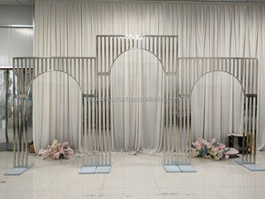 SMOOTH Event Decor Gold Metal Arch Wedding <b>Backdrop</b> Gold Stainless Steel Square Artificial Flower Wedding Decorate Arch - Product Image 5