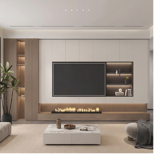 Console multimédia minimaliste en chêne massif avec cheminée intégrée <span class=keywords><strong>pour</strong></span> salon familial - Product Image 5