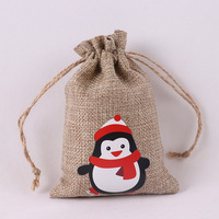 Petite pochette en chanvre avec Logo personnalisé, sac à cordon en Jute de noël pour cadeau de bonbons, vente en gros