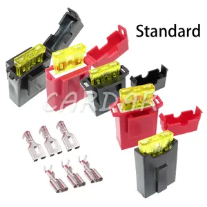 1 Set Standaard Keramiek Auto Verzekering Socket Blade Type Medium Zekering Houder Met Krimp Terminals Middelste Zekeringkast