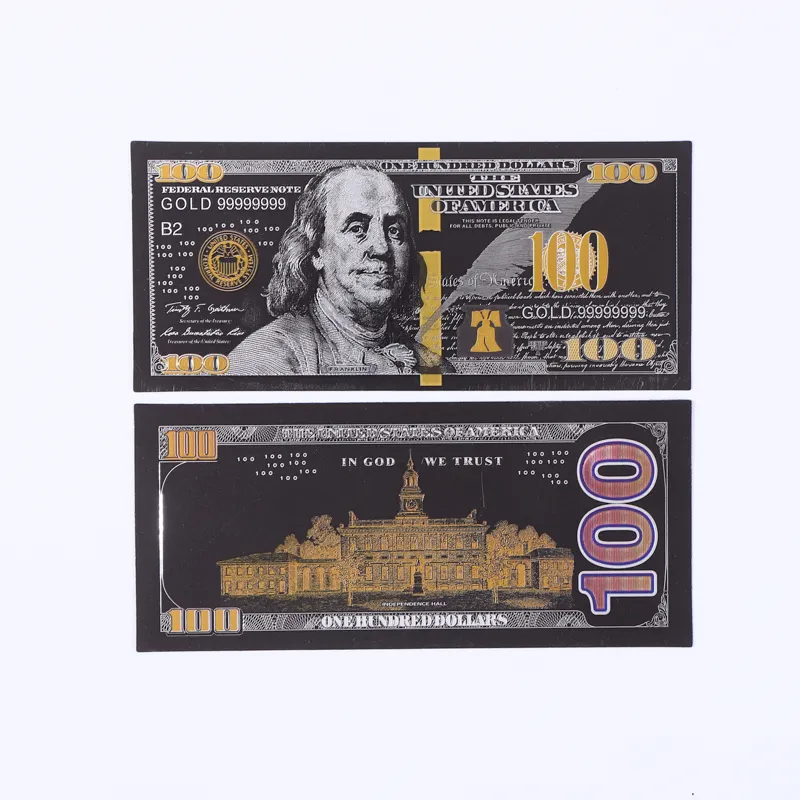 Black Diamond Custom Souvenir Geld Goldfolie Banknote 100 Dollar Gold Silber Banknote Sammlung Banknoten