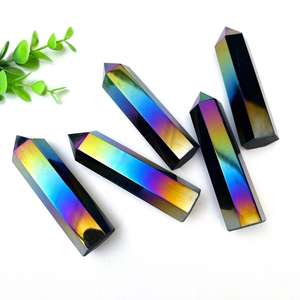 Vente en gros de colonnes d'obsidienne noire électro-plaquée de haute qualité et colorées pour la décoration de la maison et les cadeaux - Product Image 5