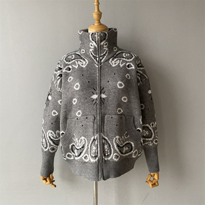 Manteau en tricot jacquard à col roulé, nouvelle mode printemps 2026, <span class=keywords><strong>cardigan</strong></span> rétro polyvalent à fermeture éclair pour <span class=keywords><strong>femme</strong></span>, pull en tricot à manches longues - Product Image 3