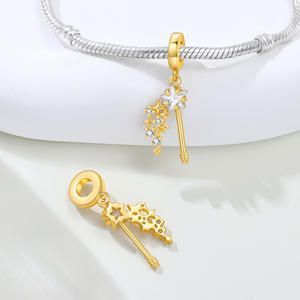 Colgante de varita de hadas con diseño de estrella de cobre blanco, superventas transfronterizo, accesorio de joyería DIY de alta gama para pulseras de mujer - Product Image 5