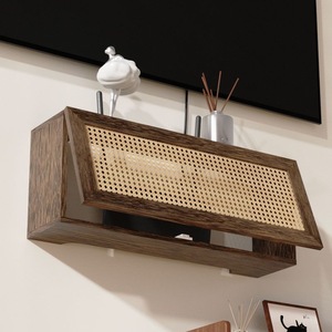 Solid Wood Rattan Wireless <b>Router</b> Storage <b>Box</b> Wall Mounted Rectangular TV Set Top <b>Box</b> Organizer Decorative Storage <b>Box</b> - Product Image 2