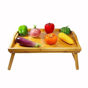 Bamboo Serving <b>Tray</b> With Handle Rectangular <b>Tea</b> <b>Tray</b> For Bed Use Wooden Pattern - Product Image 1