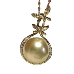 Colgante de perla de oro natural con cadena redonda de plata pura de 12-13 mm de alta gama, sin defectos, 100% brillo de oro natural - Product Image 5