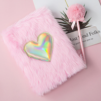 Deli — ensemble de stylos et portable en peluche, stylo et Notebook de luxe, rose violet, articles de papeterie, en Stock, Promotion, cadeau pour filles, nouveau Design 2020