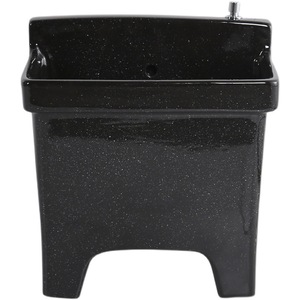 Black Ceramic Floor Standing Sink Rectangular Basin For Bathroom And Balcony With Gold Plated Faucet <b>Mount</b> Single Hole - Product Image 2