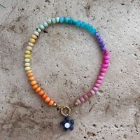 Collier d'été fait main Dopamine, pendentif perlé coloré sur perles de pierre, plaqué or, recommandé par les blogueuses
