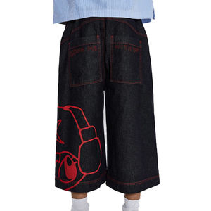 Nouvelle Arrivée Shorts en Jean Noirs Personnalisés d'Été Non Extensibles 100% Coton Coupe Ample Jorts Imprimés Grande Taille pour Hommes - Product Image 5