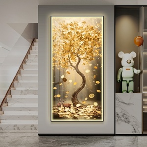 Modern Fortune <b>Tree</b> Entrance Decoration Painting LED High End Corridor Hanging Painting Golden <b>Crystal</b> Porcelain Painting - Product Image 3