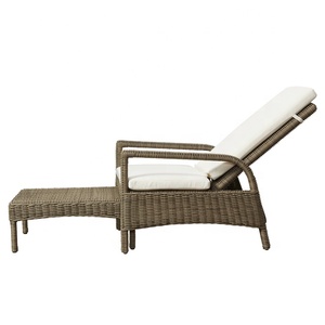 Modern Adjustable Wicker Aluminum Chaise Lounge Furniture <strong>Outdoor</strong> Garden Rattan <strong>Recliner</strong> <strong>Chair</strong> with Retractable Ottoman - Product Image 3
