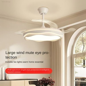 Ventilateur de plafond LED moderne et simple, invisible, avec télécommande, lampe de protection des yeux en aluminium pour salon - Product Image 2