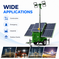 Projecteur de sécurité mobile sur remorque DDP Factory 7M, avec mât télescopique rotatif à 360 degrés et générateur solaire