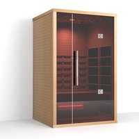 Ruang Sauna Terapi Cahaya Merah Kompak untuk Satu Orang Qizhou Home Spa, Kabinet Sauna Kering Inframerah dengan Kayu Hemlock Kanada