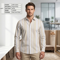 Tissu de chemise de haute qualité en coton compact 40S teint en fil, tissé, 150 GSM, à grandes rayures, effet délavé, pour uniforme de bureau décontracté homme/femme