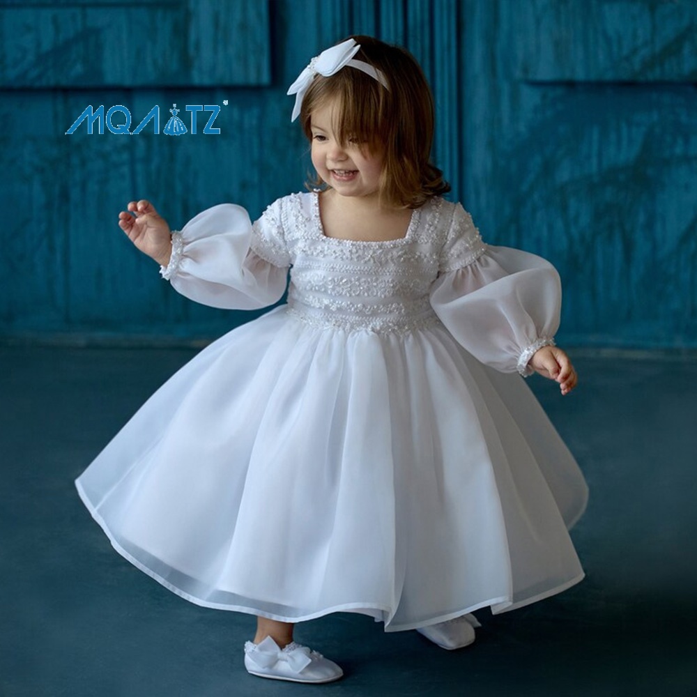 knee length dresses for ladies Lace Baptism Gown with Optional Personalization main image 1