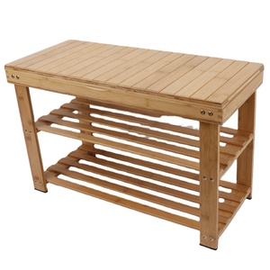 Marco de madera de bambú para zapatos, <span class=keywords><strong>Zapatero</strong></span> Vertical de 2 niveles, soporte de almacenamiento, Banco de zapatos, <span class=keywords><strong>armario</strong></span> con taburete de asiento - Product Image 3