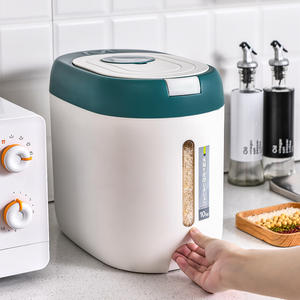 Contenedor de almacenamiento de arroz con tapa abatible de estilo japonés, 10L, sellado hermético para cocina, caja de almacenamiento de cereales, forma rectangular - Product Image 3
