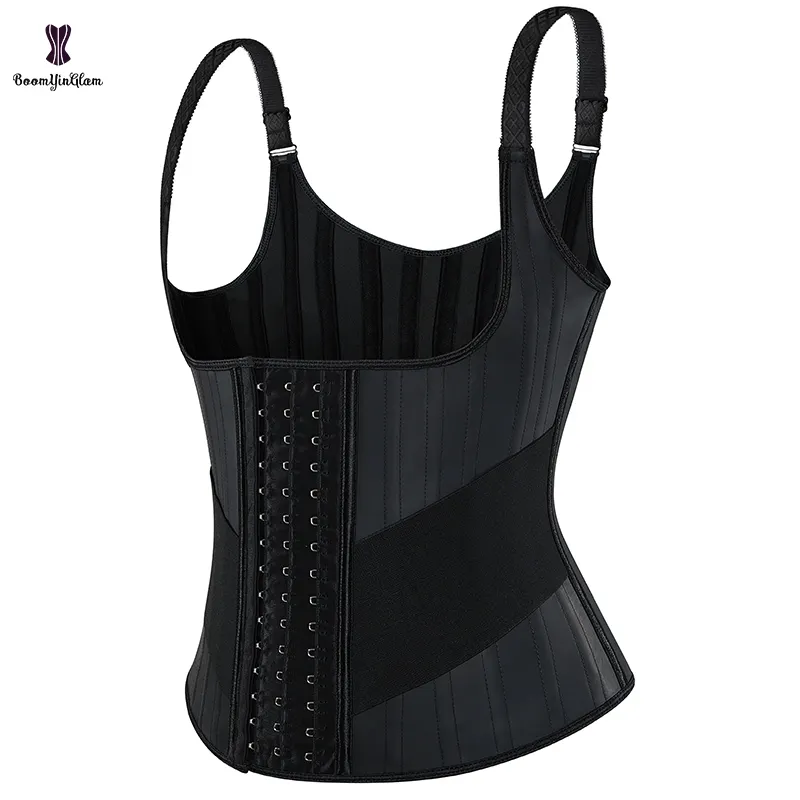 Gilet da allenamento in vita con cinturino sottile Plus Size corsetto da donna senza maniche canotta cintura in lattice 25 Shaper per il corpo in osso in acciaio legato