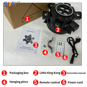Projecteurs de scène à tête mobile LED DMX512 en gros, faisceau à 6 bras, 4 yeux d'abeille, ciel étoilé pour DJ, fête, discothèque, bar, Halloween, bal - Product Image 2