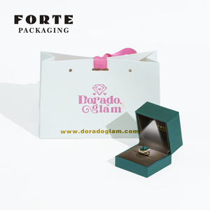 FORTE Handmade Customized Logo Leatherette Velvet Lining Luxury Ring Packaging Premium <b>LED</b> <b>Light</b> Jewelry <b>Box</b> - Product Image 3