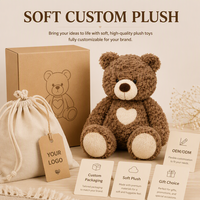 Ours en peluche marron personnalisé, jouet en peluche doux anti-stress, impression de logo personnalisée, emballage cadeau, OEM ODM, faible MOQ, fabricant de peluches